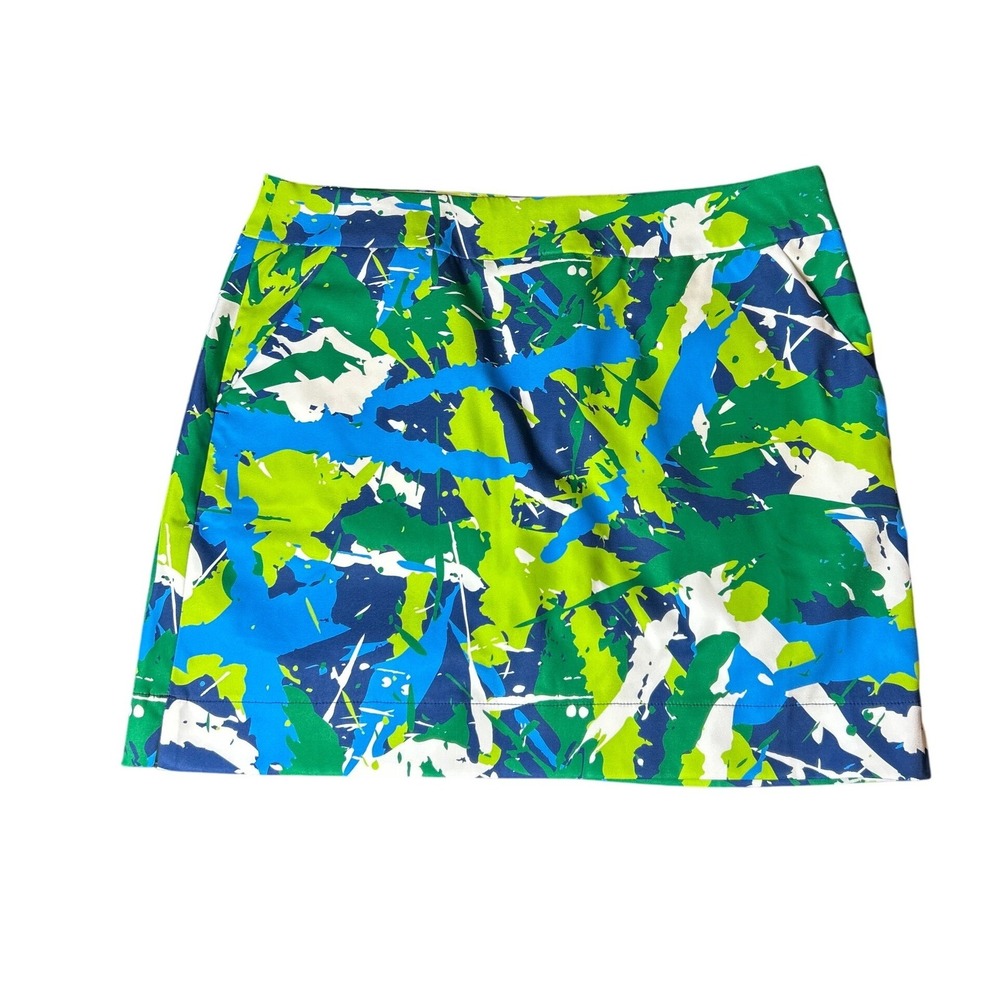 Loudmouth Ladies Golf Skort Blue Green Abstract Paint Splatter Size US 10